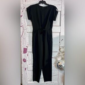Banana Republic Classic Black Jumpsuit NWOT tie Front Detail Roll Cuff Sleeves 0
